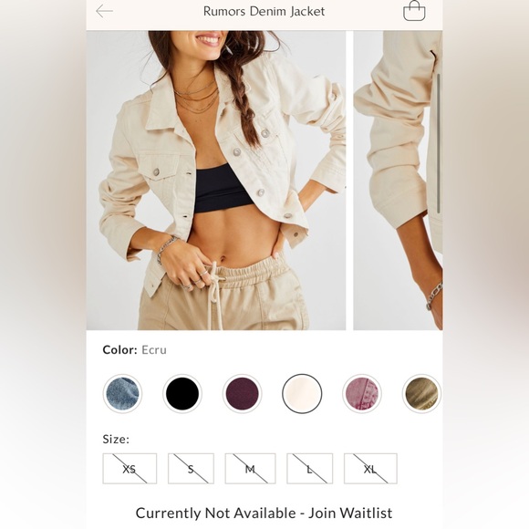 NWT Free People We the Free Rumors Denim Jacket - Ecru Ivory cream - small - Picture 6 of 10